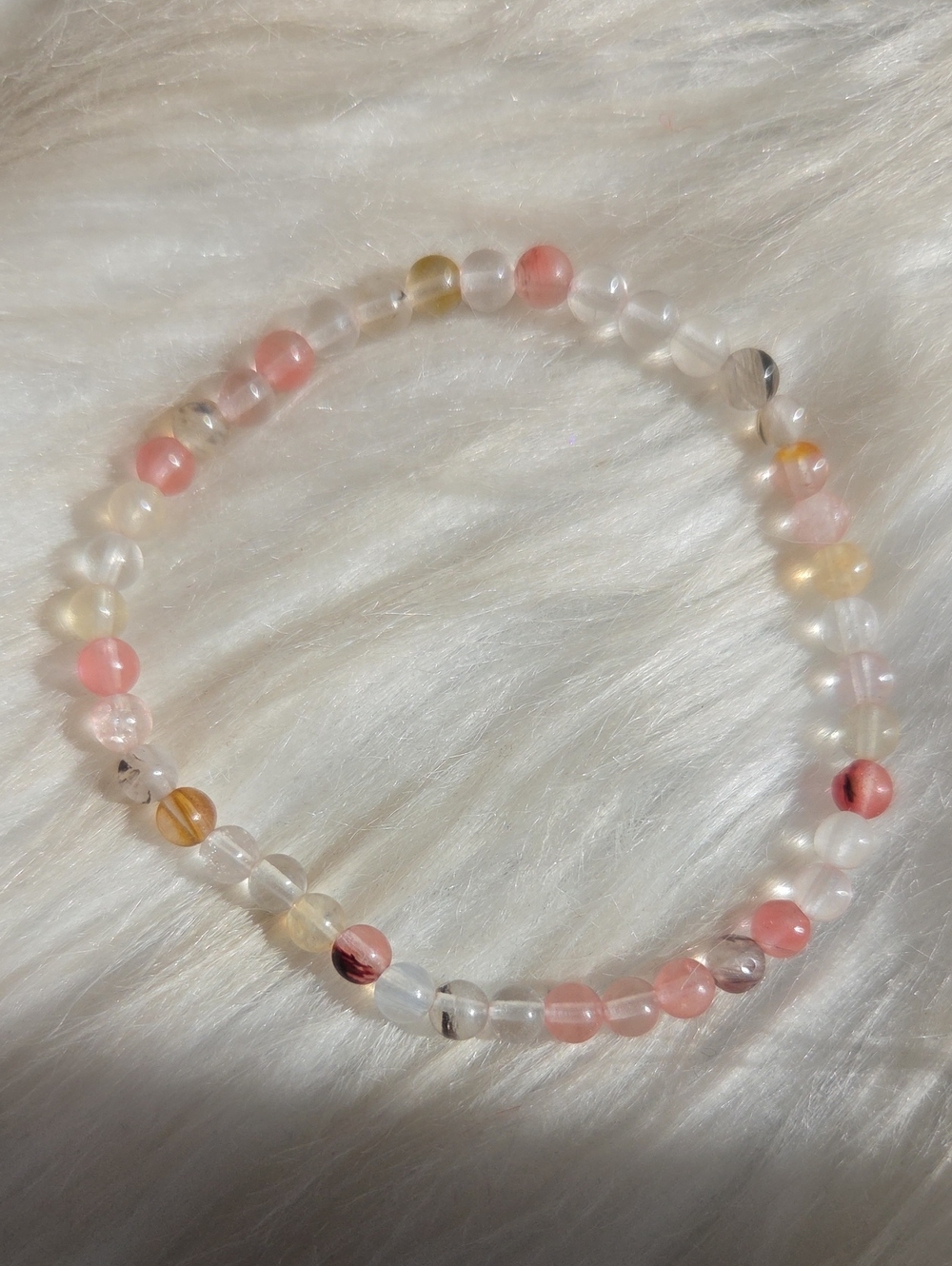 Cherry Quartz Gemstone Stretchy Bracelet Stone